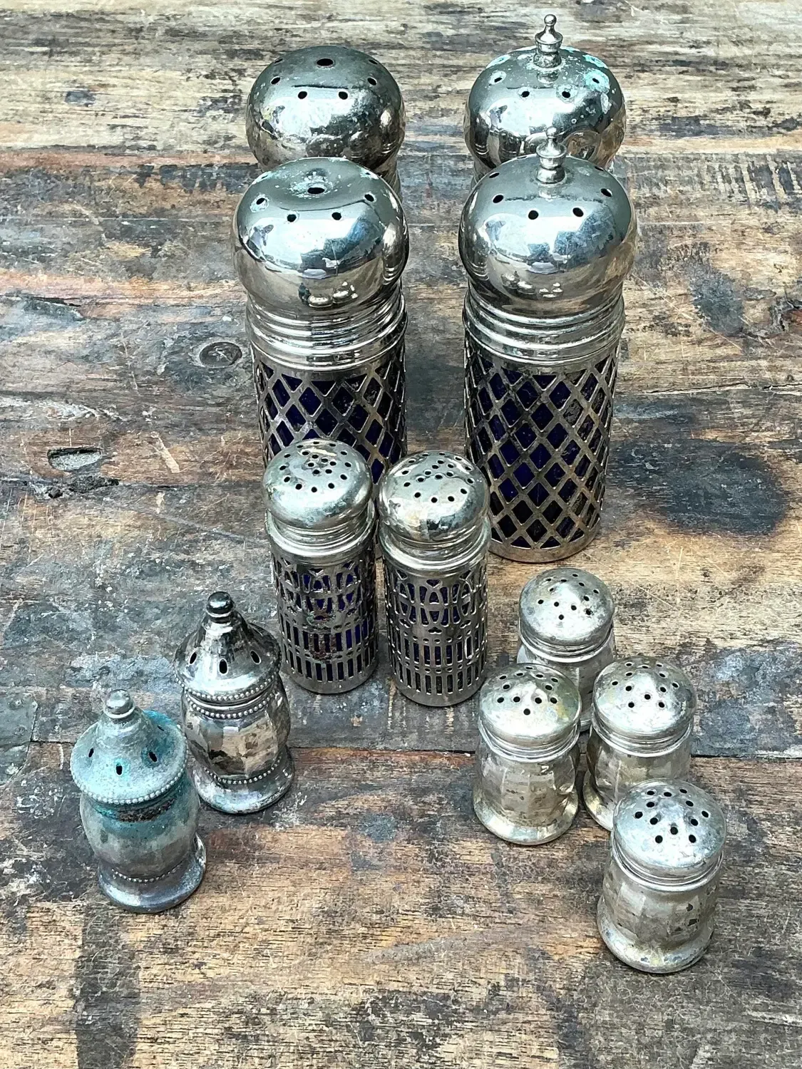 Vintage Sterling and Plate Assorted Salt Shakers - Set of 12 — additional photo 8