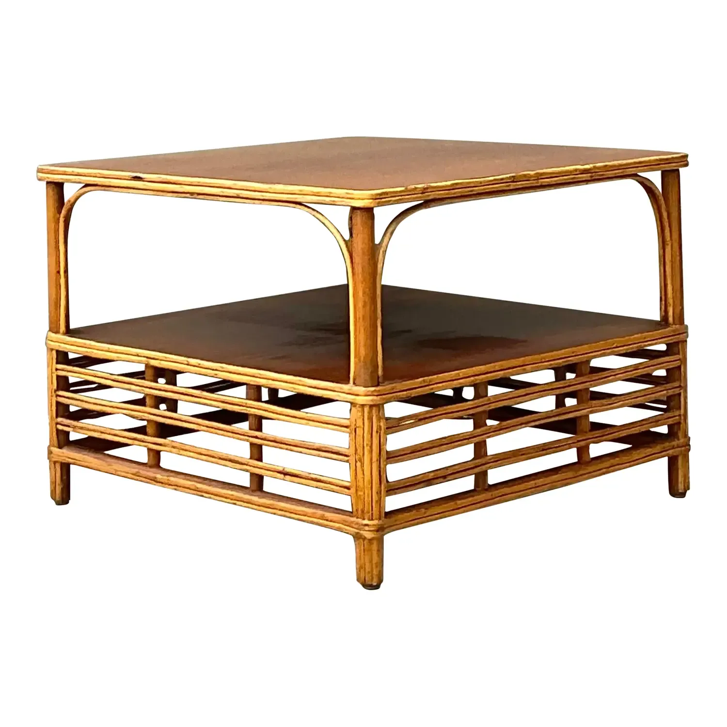 Vintage Stick Rattan Side Table — additional photo 1
