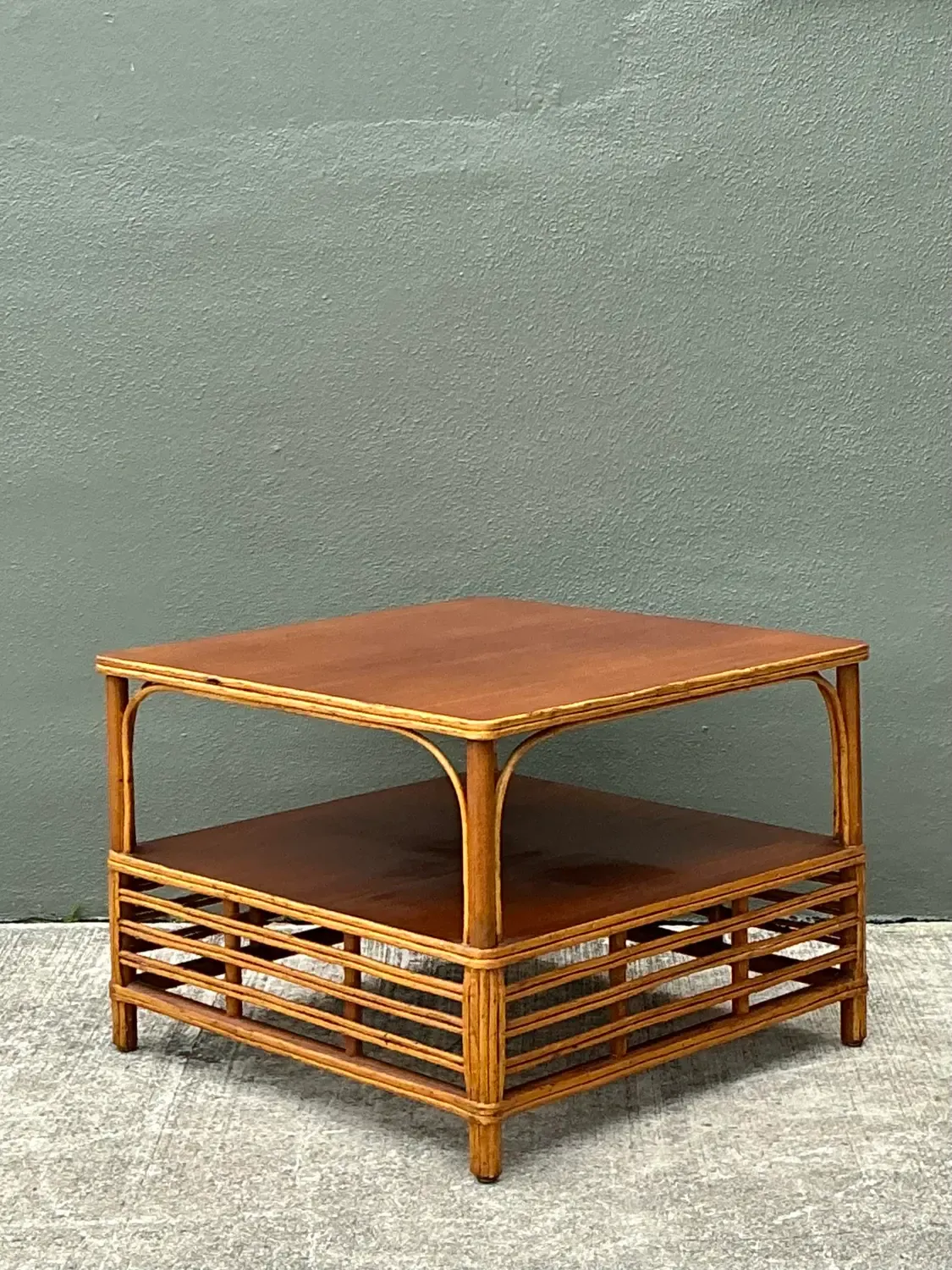 Vintage Stick Rattan Side Table — additional photo 2