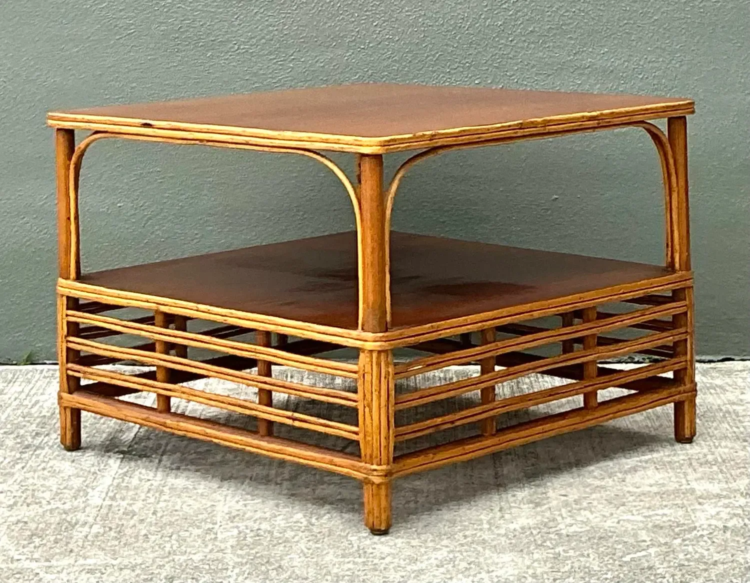 Vintage Stick Rattan Side Table — additional photo 3