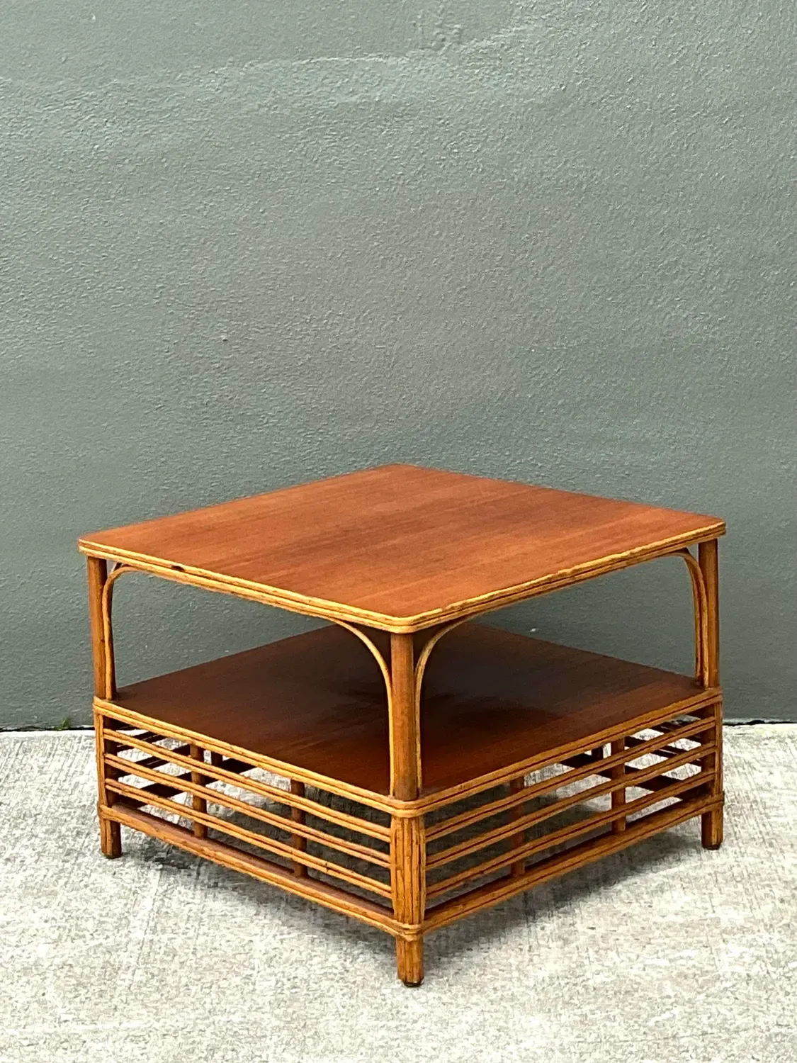 Vintage Stick Rattan Side Table — additional photo 4
