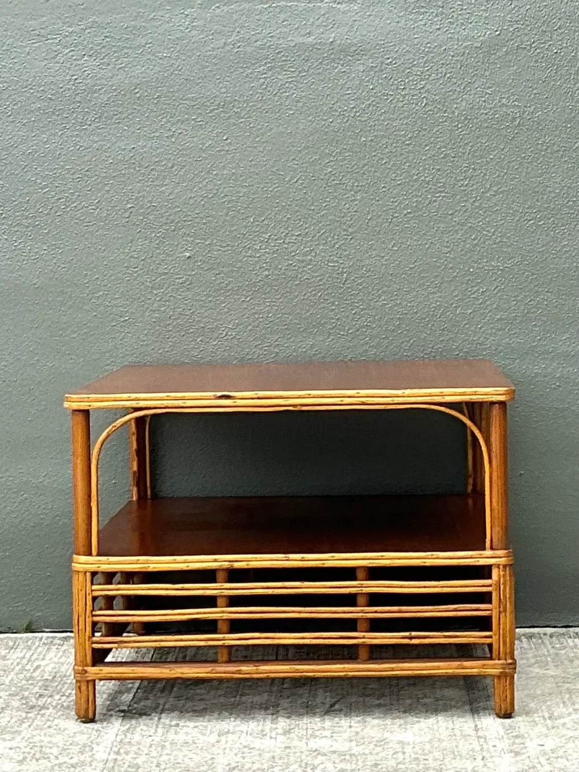 Vintage Stick Rattan Side Table — additional photo 5
