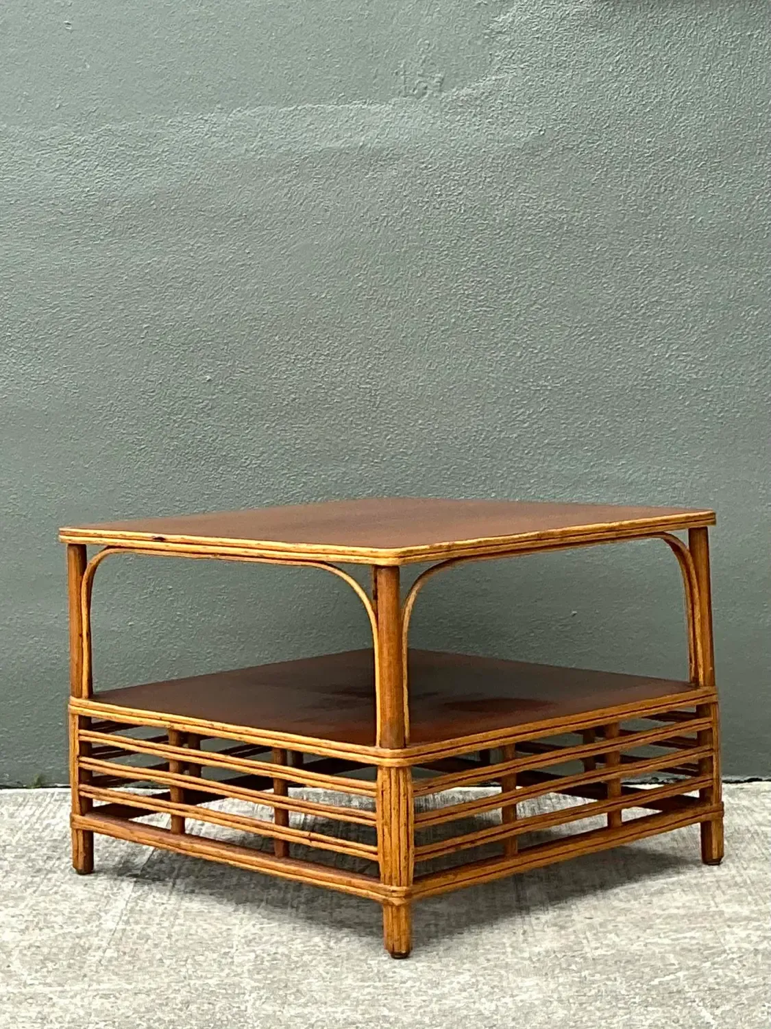 Vintage Stick Rattan Side Table — additional photo 7