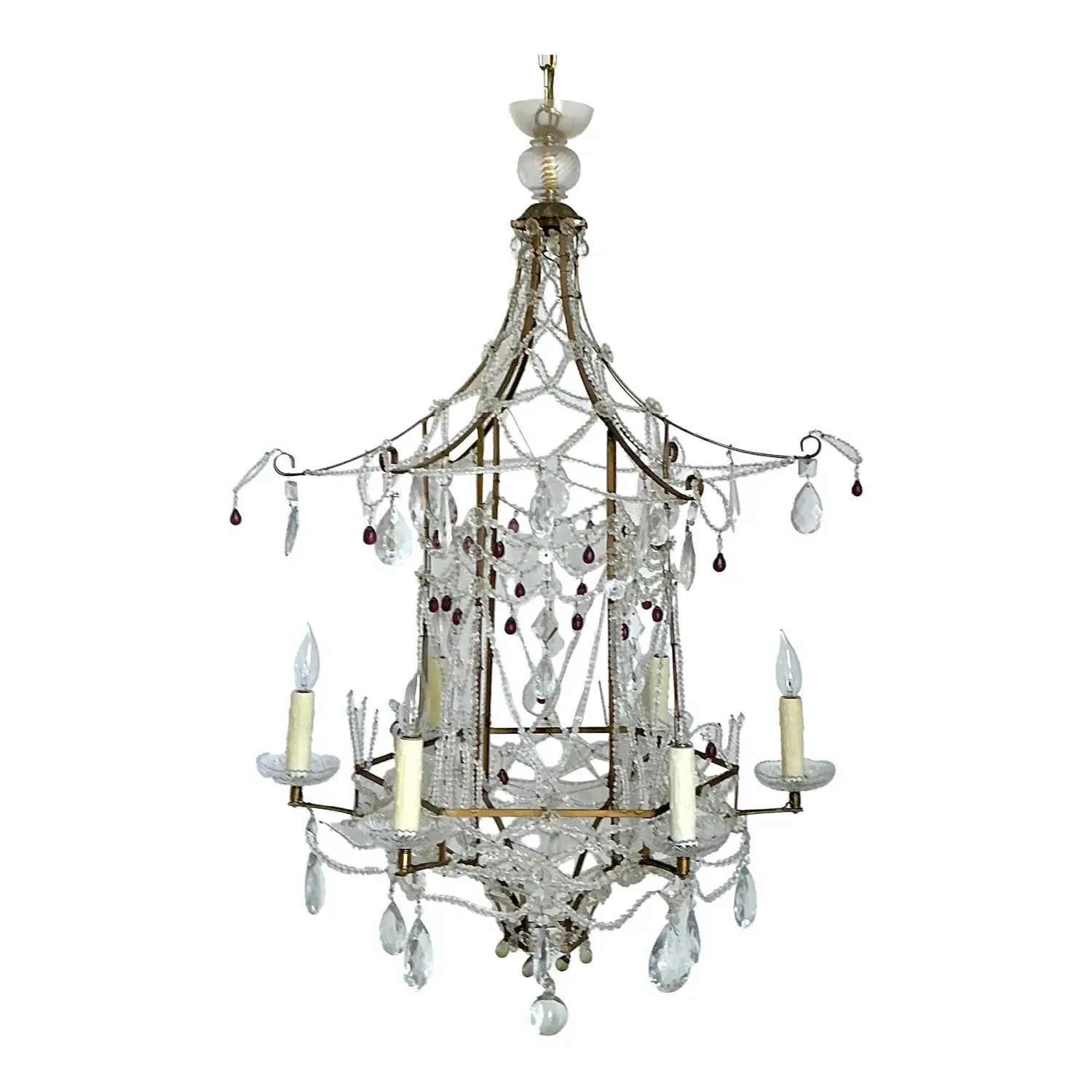 Vintage Swag Crystals Pagoda Chandelier