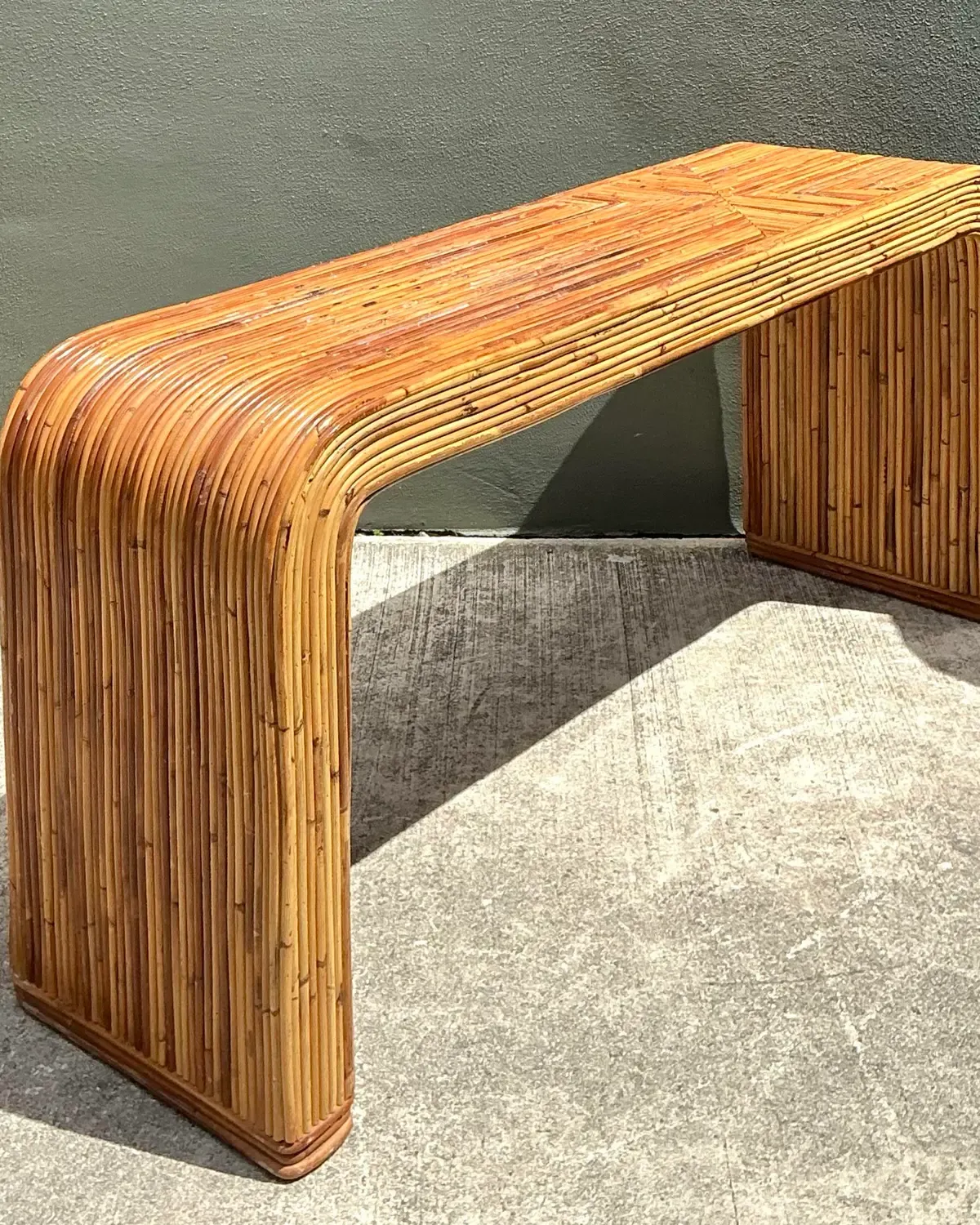 Vintage Tagged Gabriella Crespi Pencil Reed Waterfall Console Table — additional photo 3