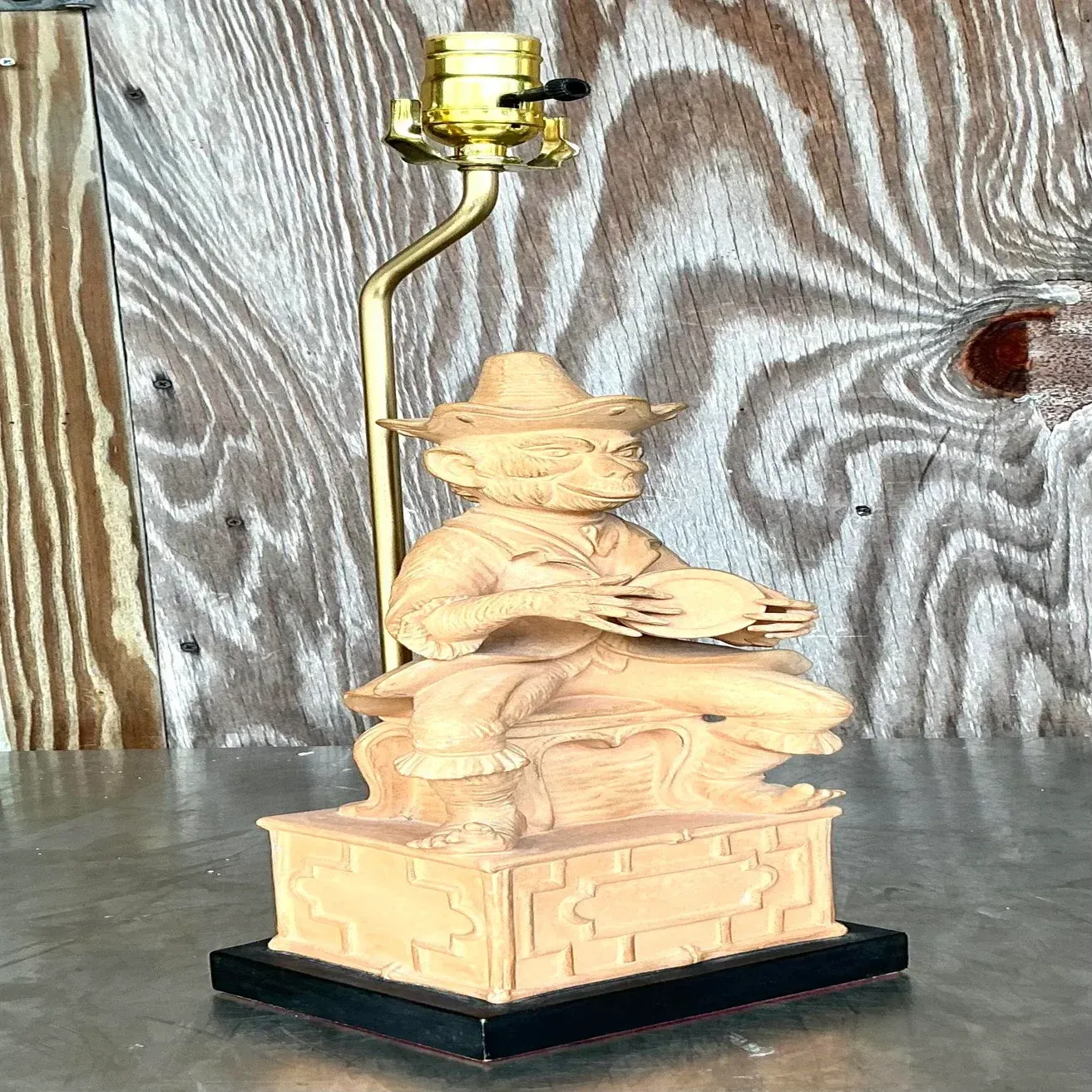 Vintage Terra Cotta Monkey Lamp — additional photo 2