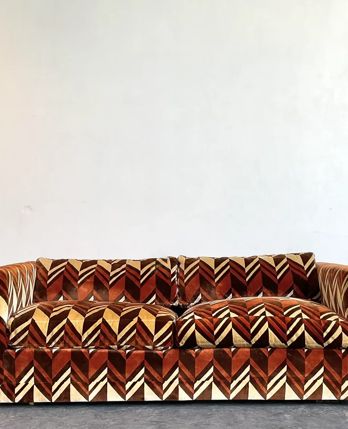 Vintage Thayer Coggin Chevron Velvet Sofa — additional photo 2