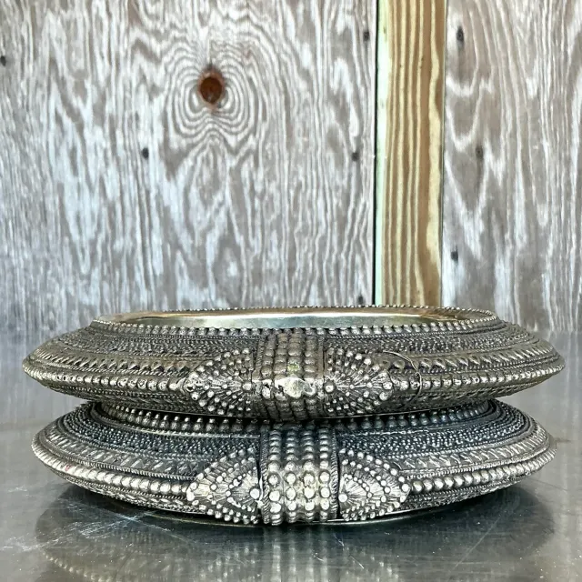 Vintage Tibetan Metal Catch All Trays - Set of Two — additional photo 8