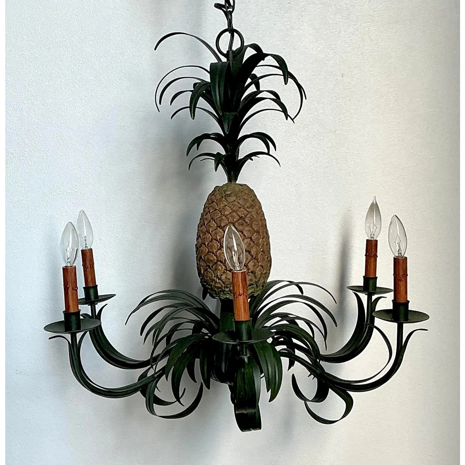 Vintage Tole Pineapple Chandelier — additional photo 2