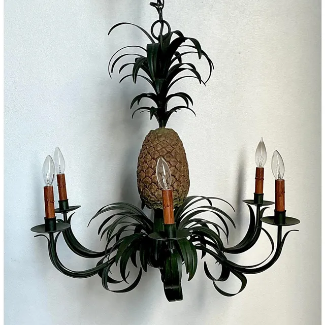 Vintage Tole Pineapple Chandelier — additional photo 2