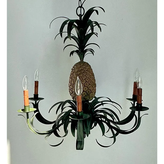 Vintage Tole Pineapple Chandelier — additional photo 4