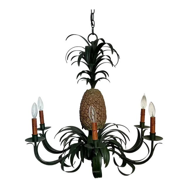 Vintage Tole Pineapple Chandelier — additional photo 6