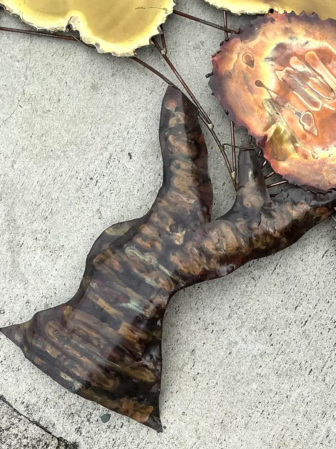 Vintage Torch Cut Brass and Copper Tree Wall Sculpture — additional photo 2