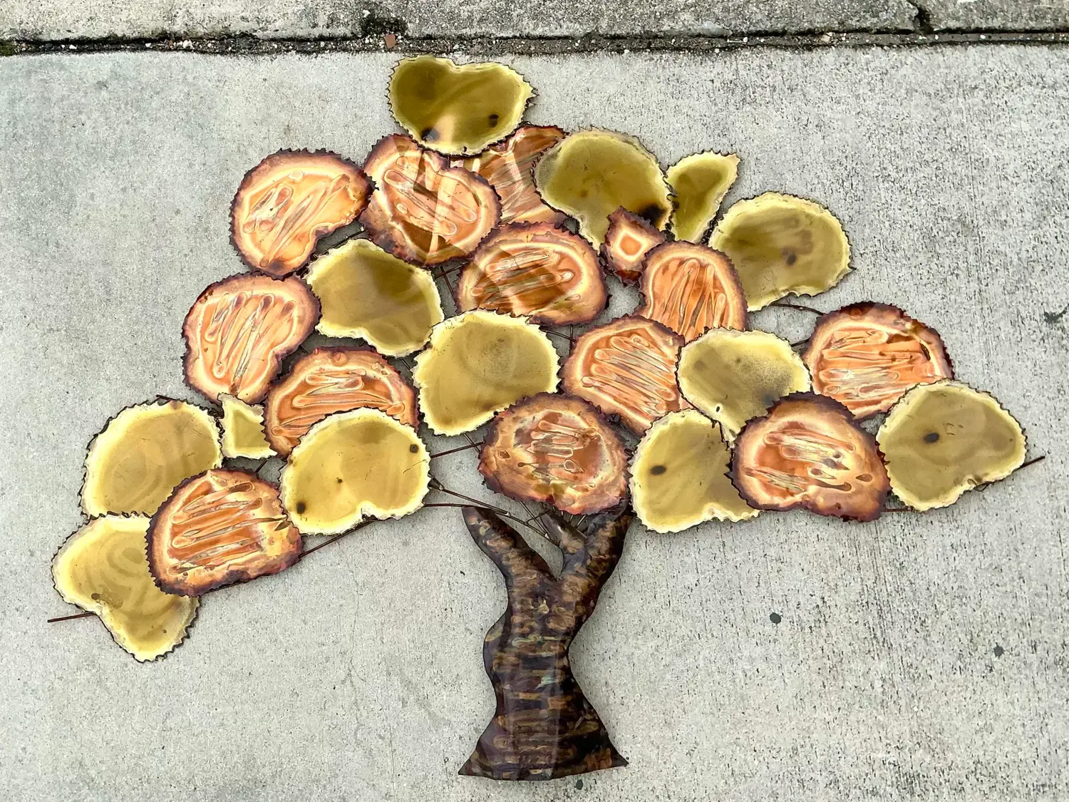Vintage Torch Cut Brass and Copper Tree Wall Sculpture — additional photo 4