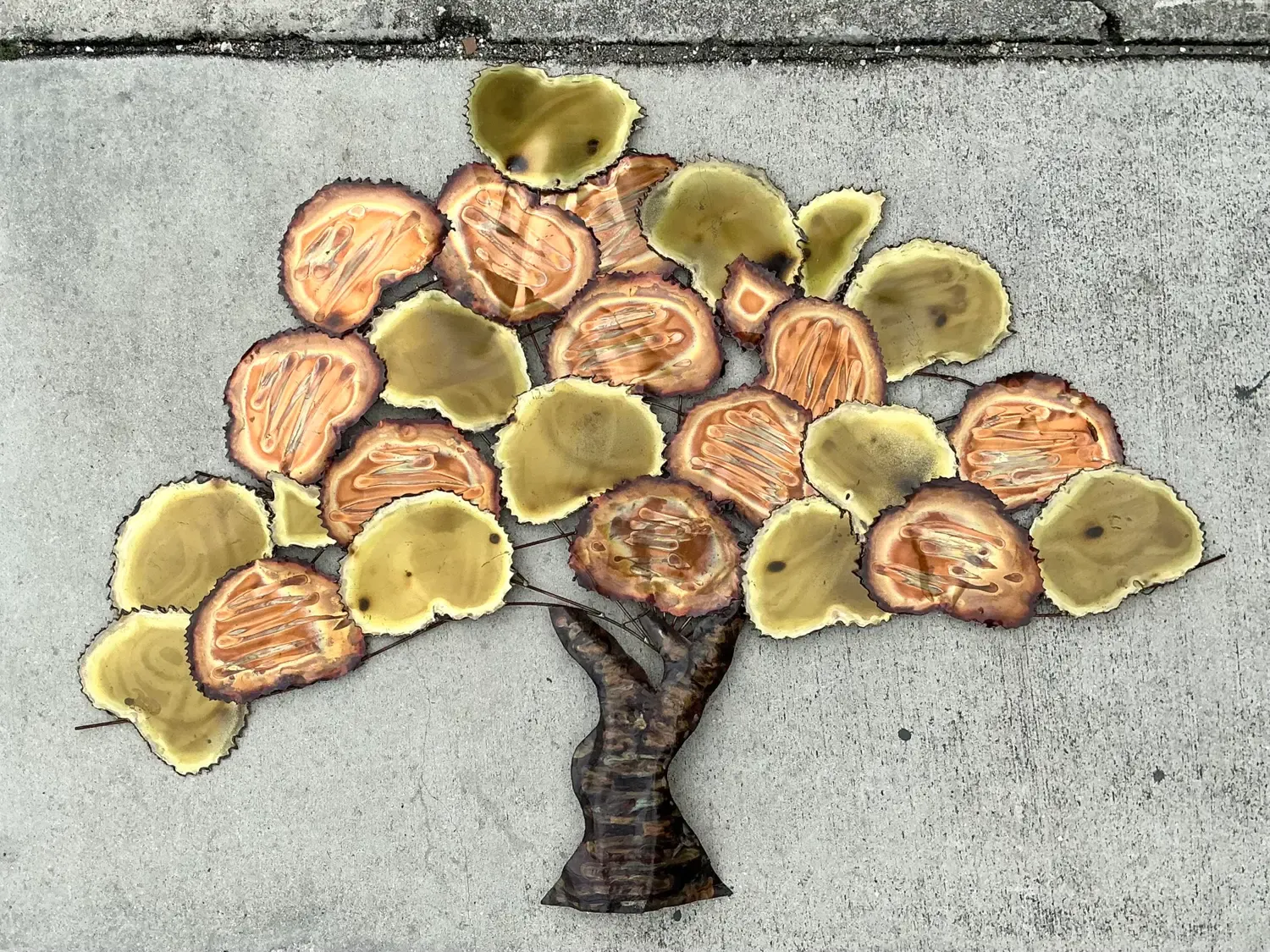 Vintage Torch Cut Brass and Copper Tree Wall Sculpture — additional photo 5