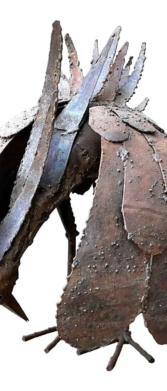 Vintage Torch Cut Iron Bird Sculpture