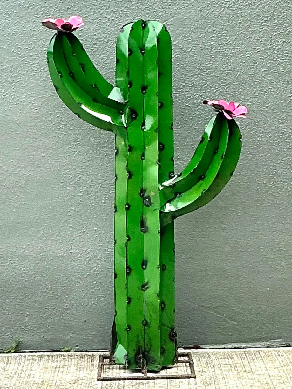 Vintage Torched Metal Cut Cactus — additional photo 3
