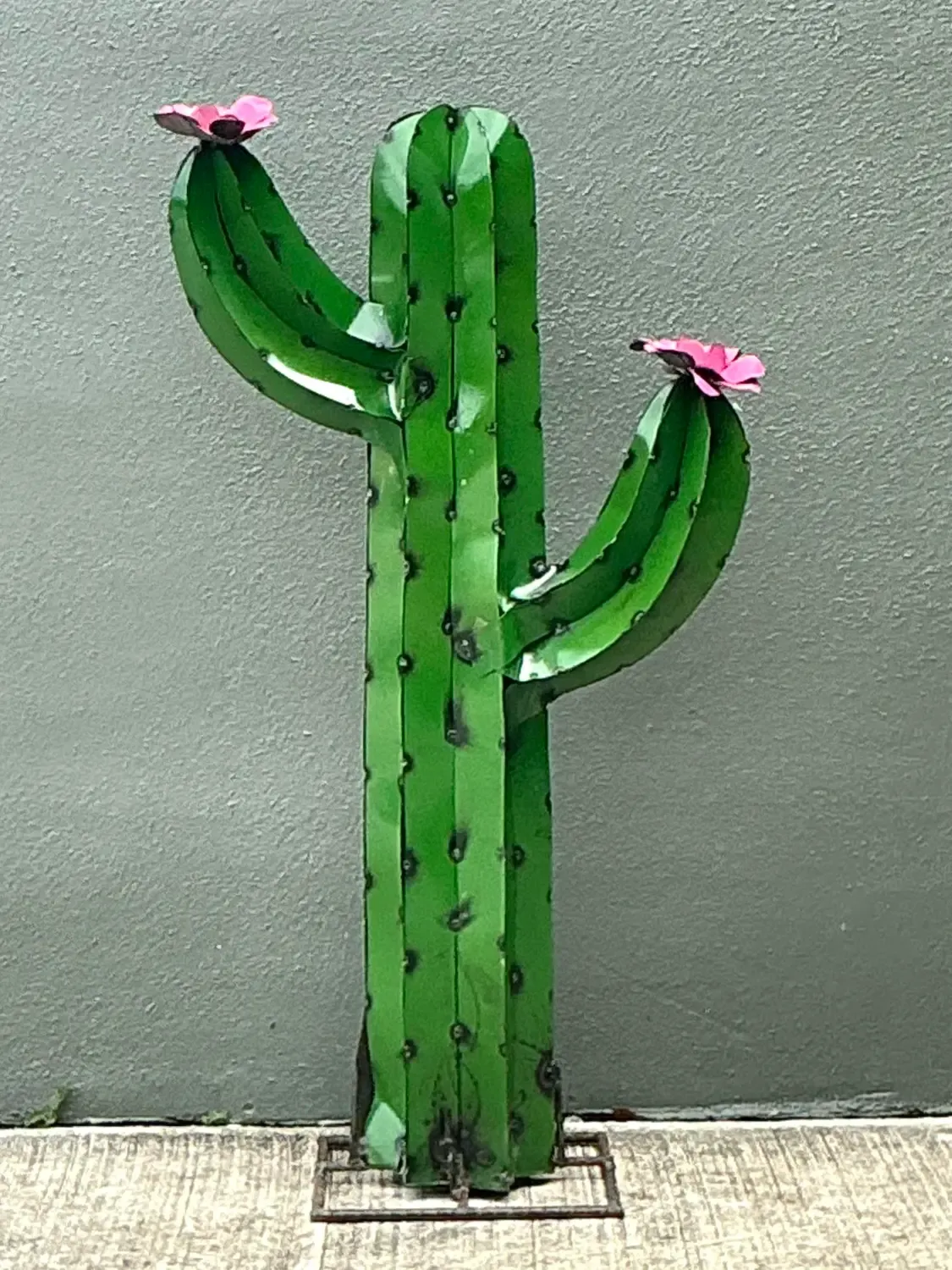 Vintage Torched Metal Cut Cactus — additional photo 4
