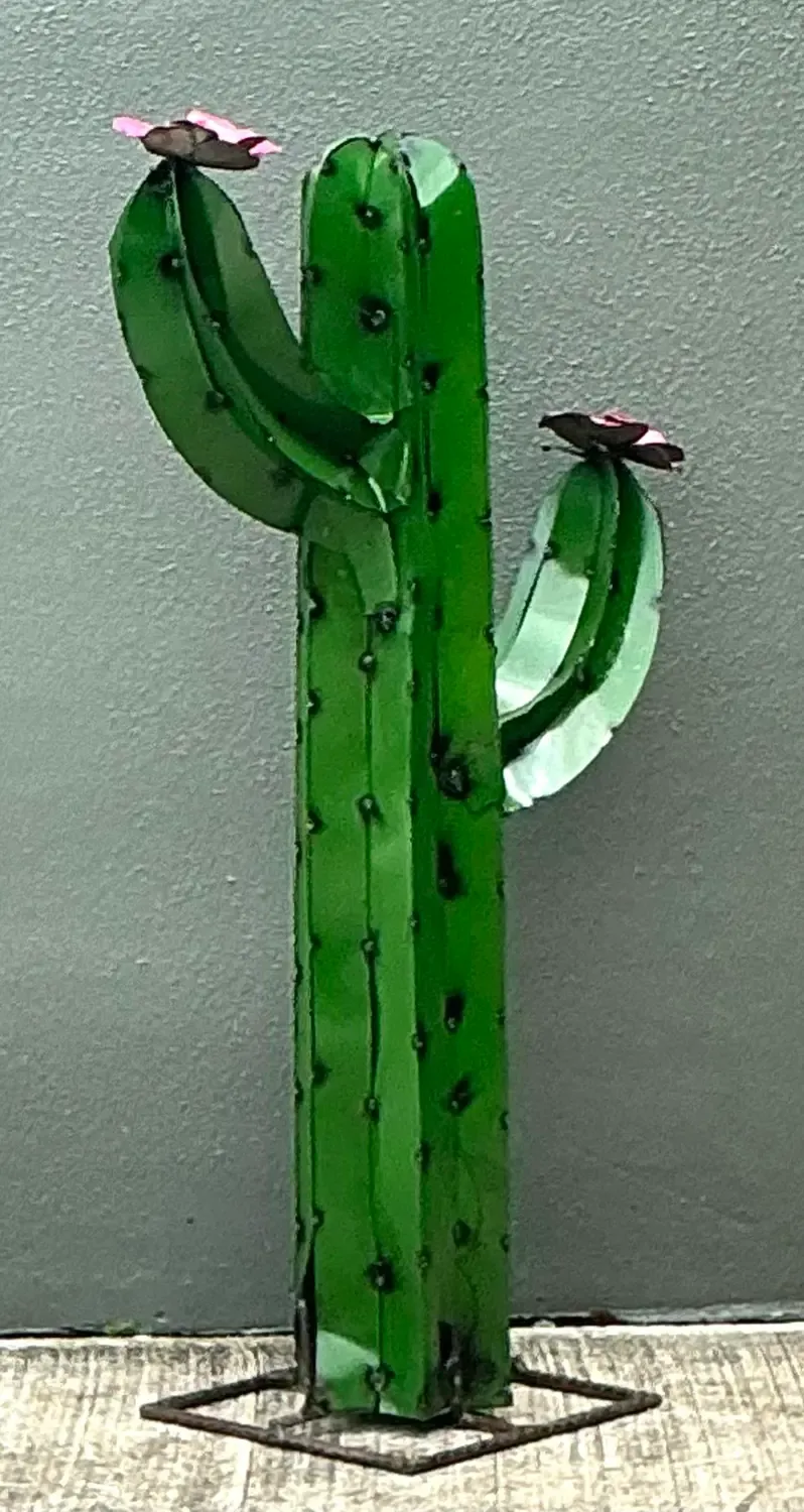Vintage Torched Metal Cut Cactus — additional photo 7