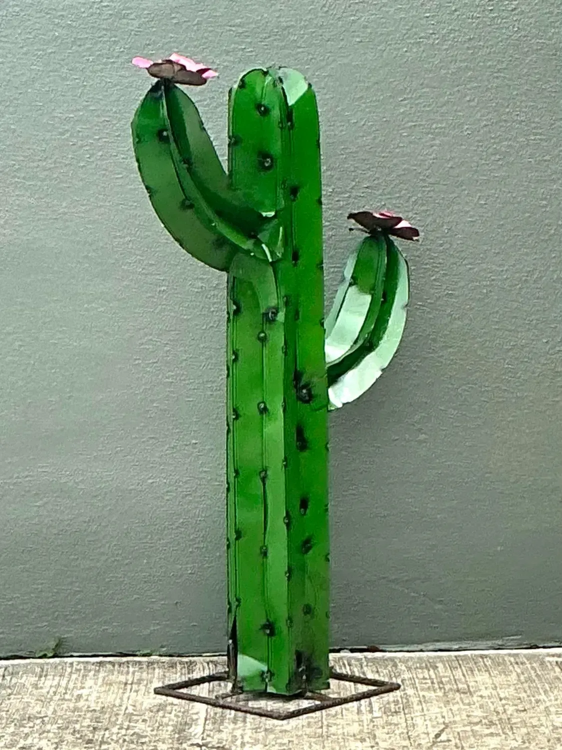 Vintage Torched Metal Cut Cactus — additional photo 8