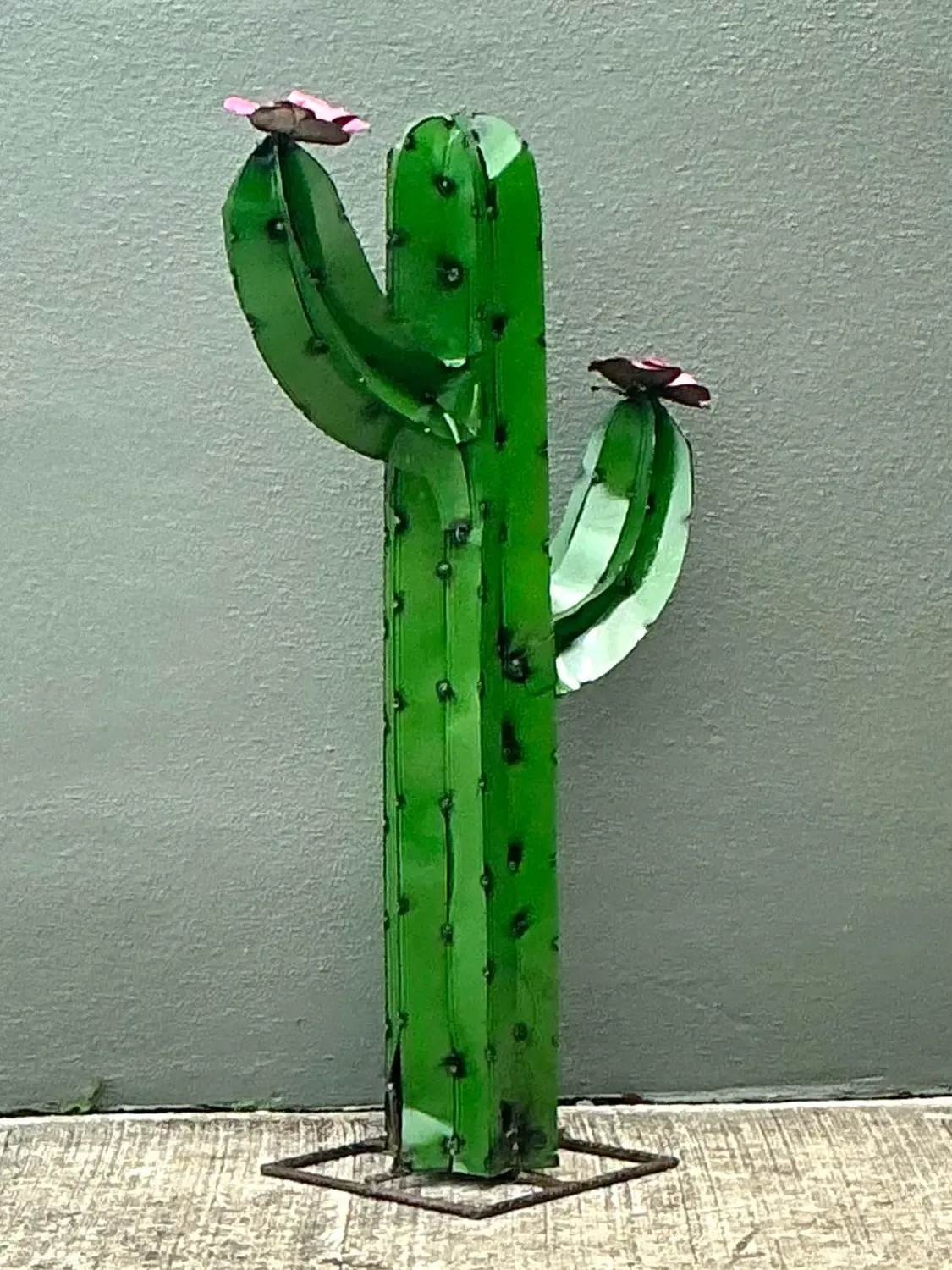 Vintage Torched Metal Cut Cactus — additional photo 1