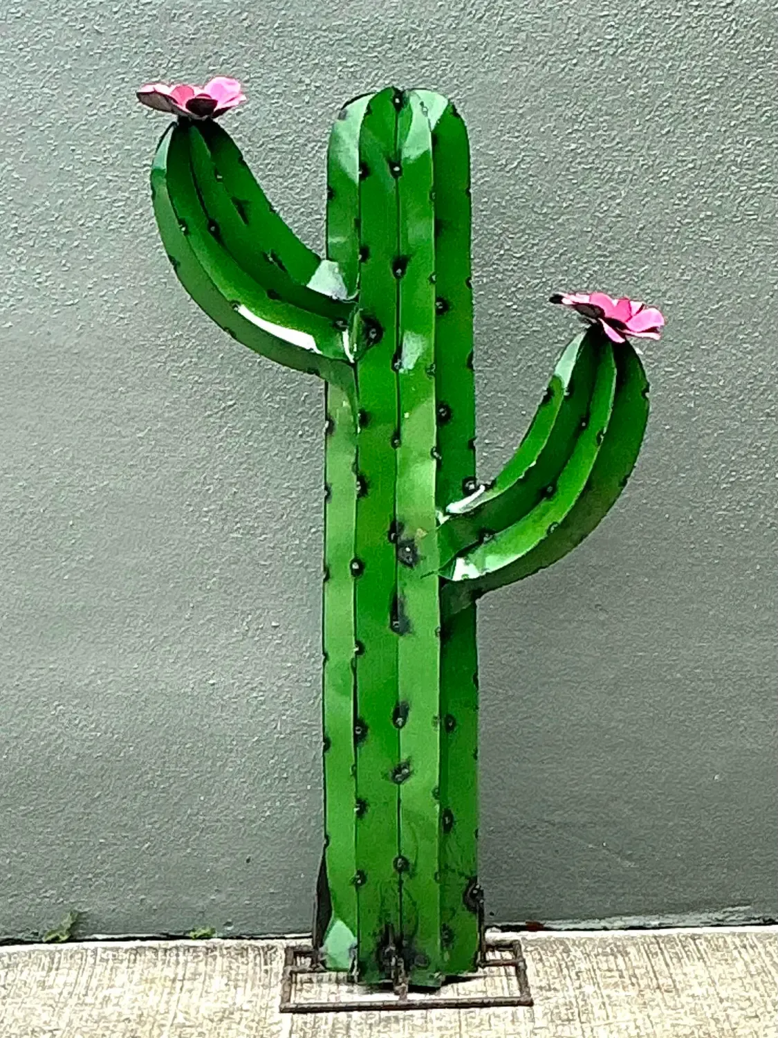 Vintage Torched Metal Cut Cactus — additional photo 6