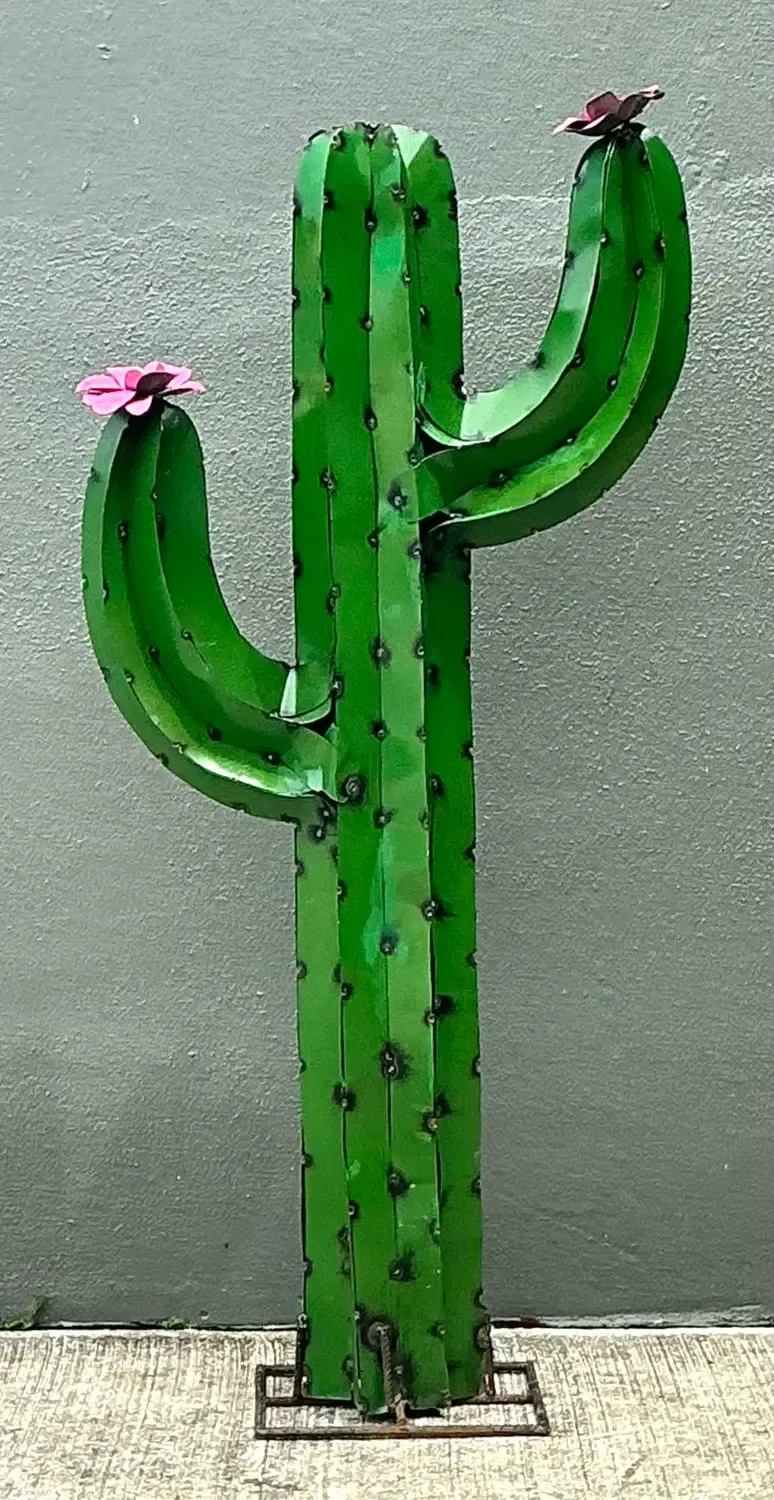 Vintage Torched Metal Standing Cactus — additional photo 3
