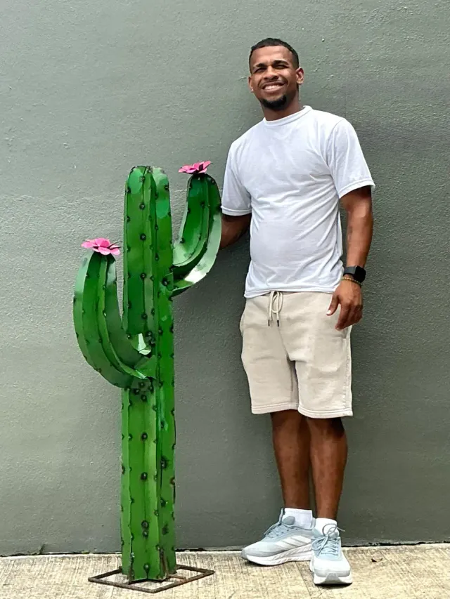 Vintage Torched Metal Standing Cactus — additional photo 6