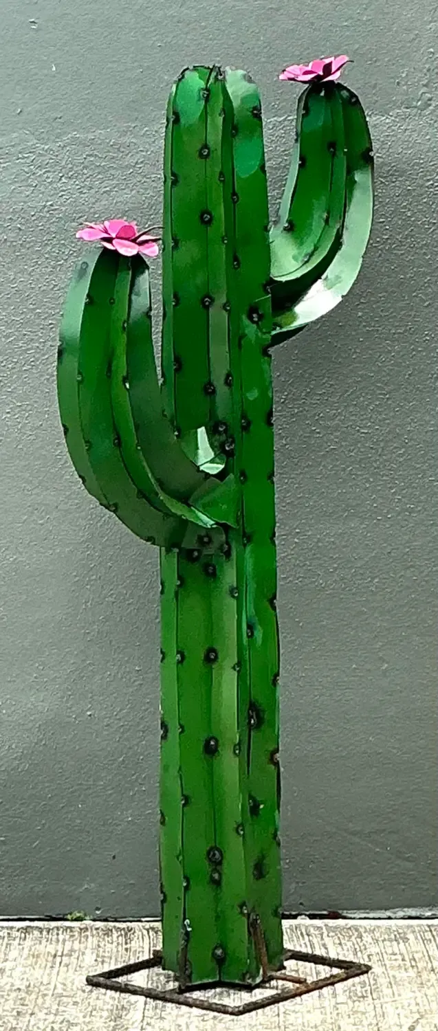 Vintage Torched Metal Standing Cactus — additional photo 5