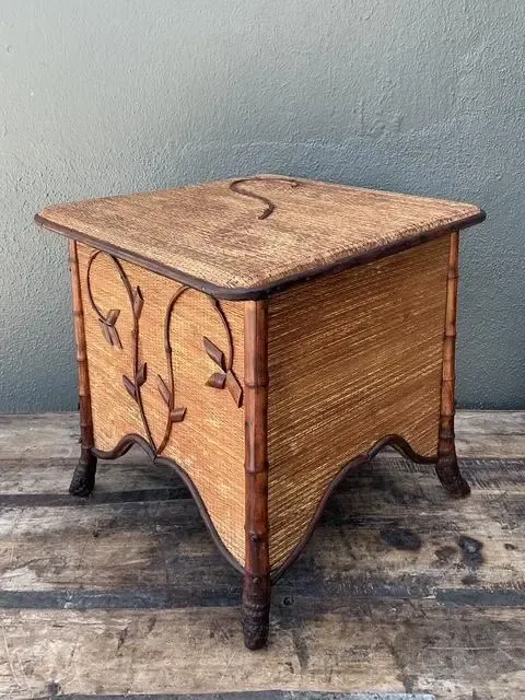Vintage Tortoise Bamboo Sewing Box — additional photo 2