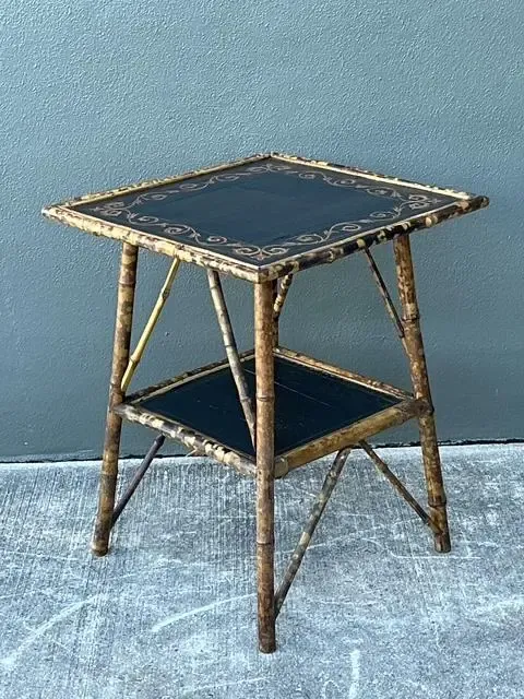 Vintage Tortoise Bamboo Side Table