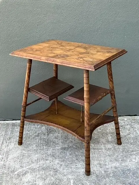 Vintage Tortoise Bamboo Side Table - Bamboo, 24.25W x 27.75H — additional photo 1