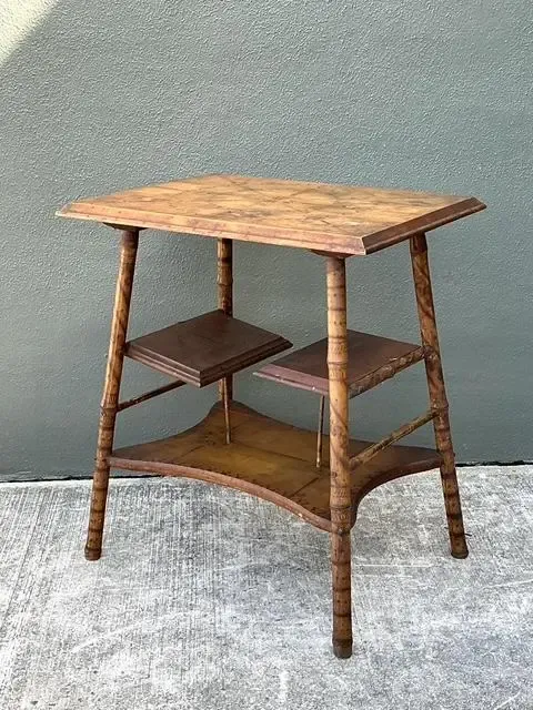 Vintage Tortoise Bamboo Side Table - Bamboo, 24.25W x 27.75H — additional photo 2