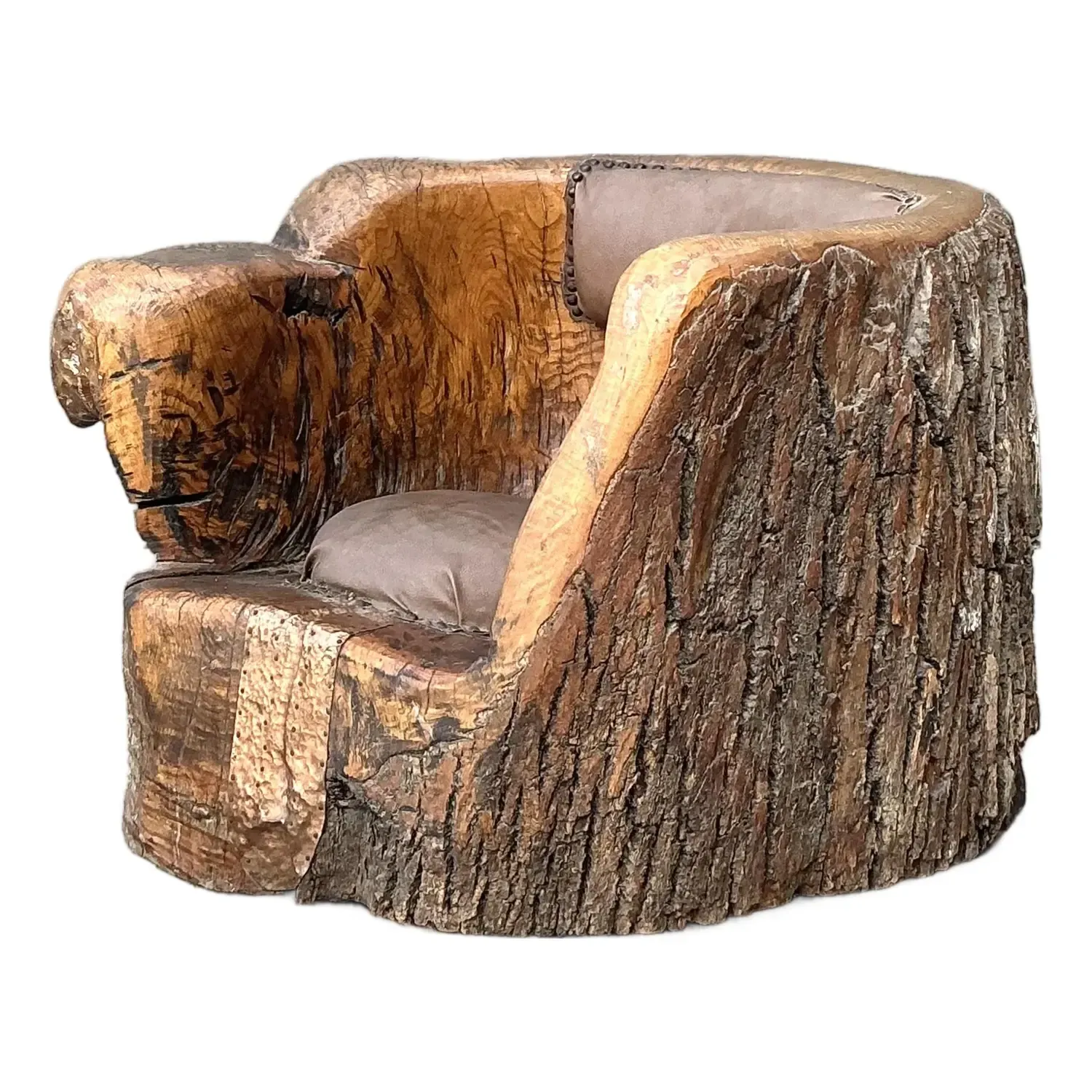Vintage Tree Trunk Barrel Chair — additional photo 1