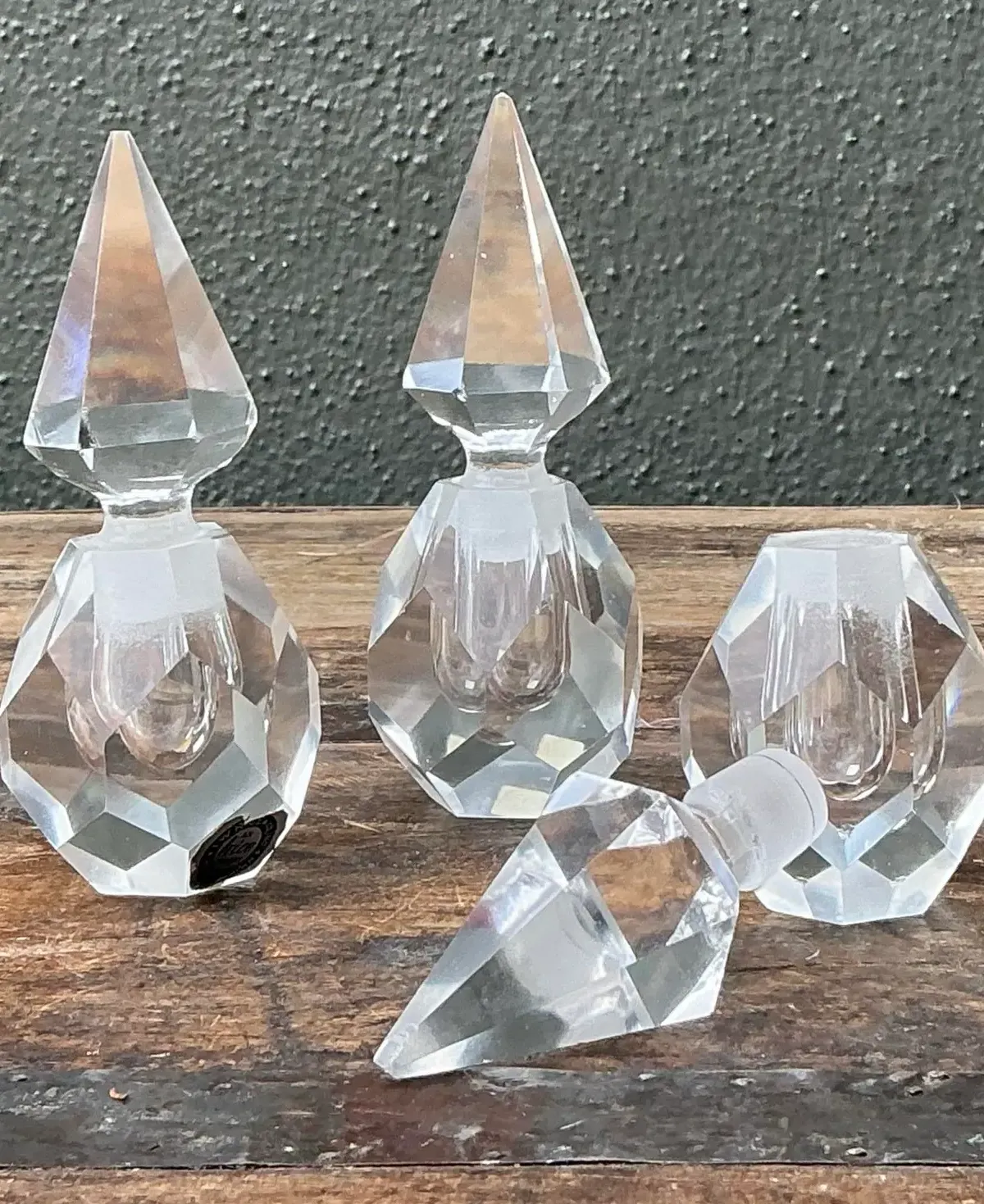 Vintage Trio of Faceted Crystal Perfume Bottles — additional photo 3