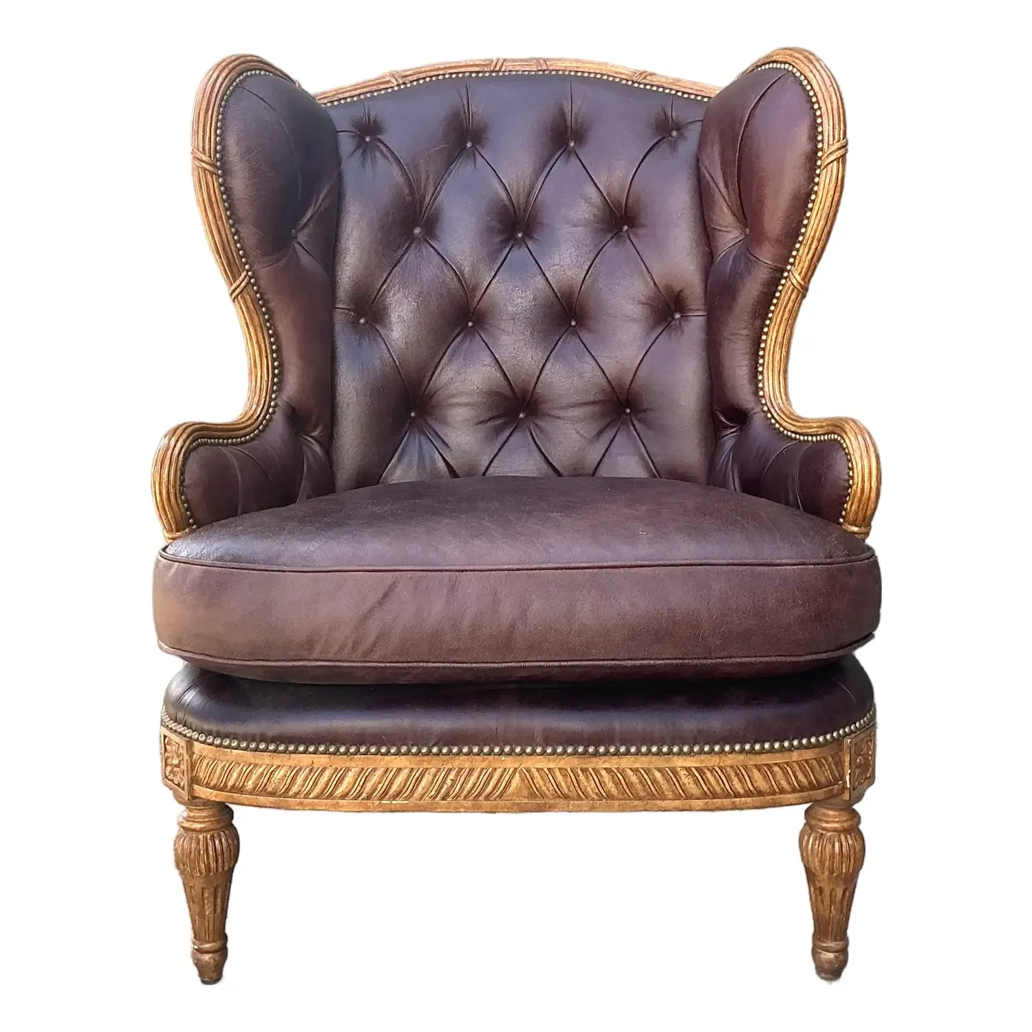 Vintage Tufted Leather Wingback Chair — additional photo 1