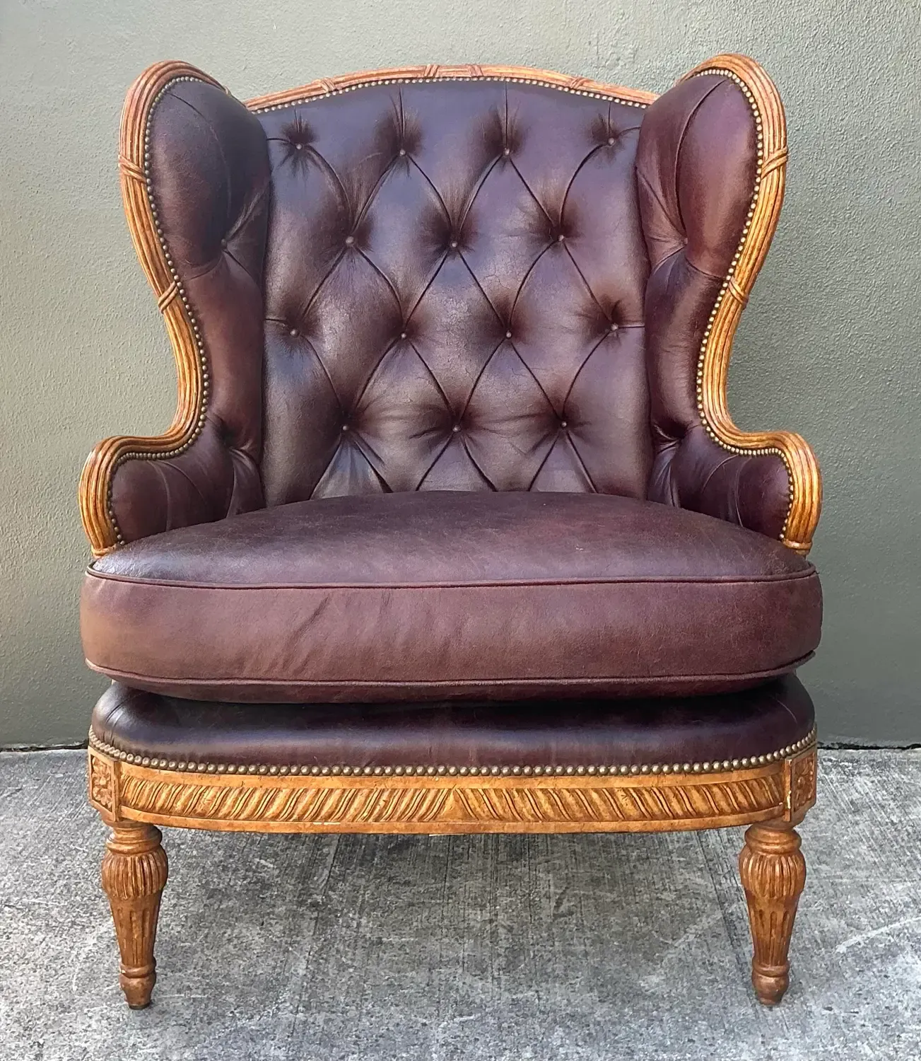 Vintage Tufted Leather Wingback Chair — additional photo 4