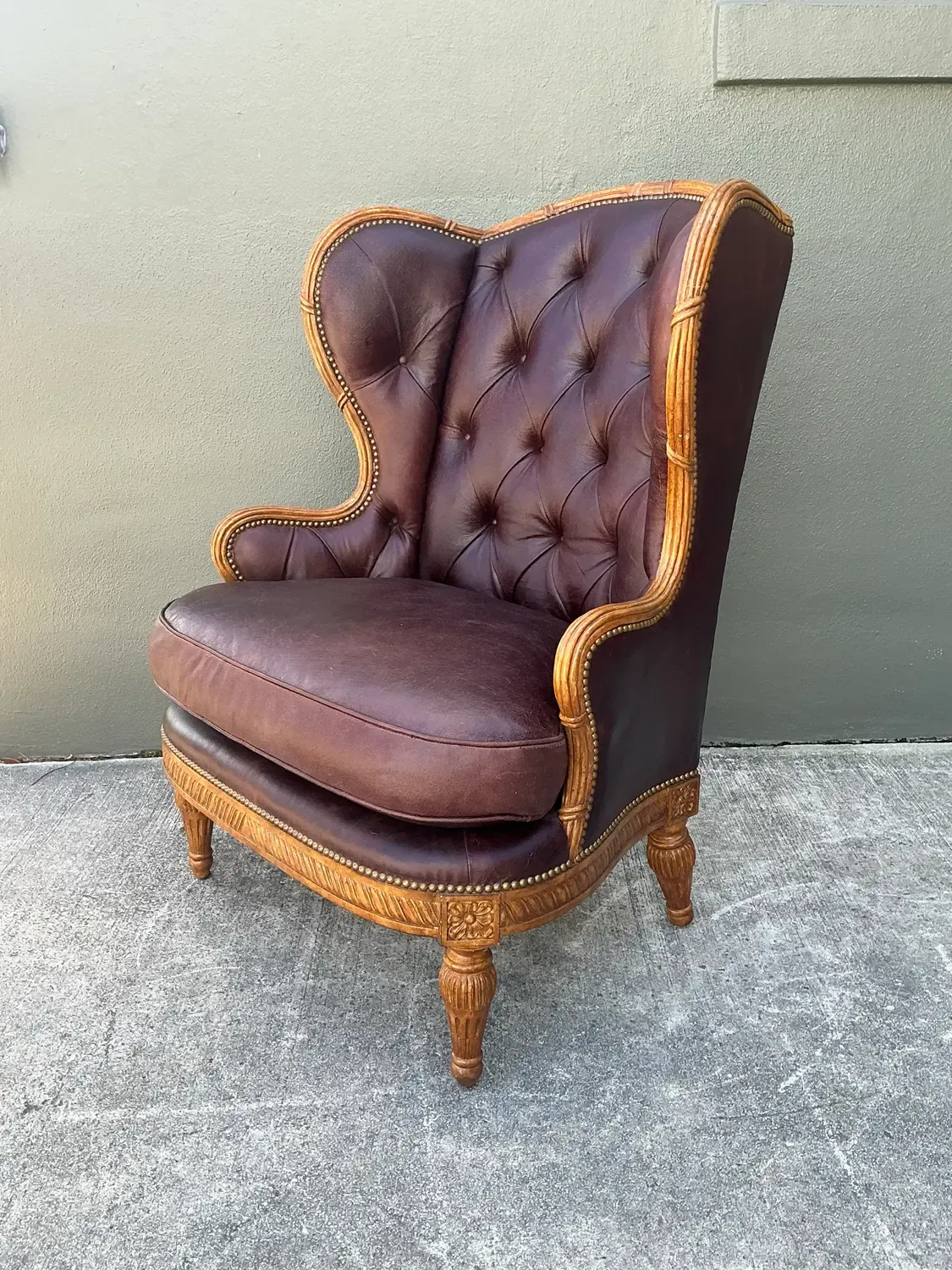 Vintage Tufted Leather Wingback Chair — additional photo 5