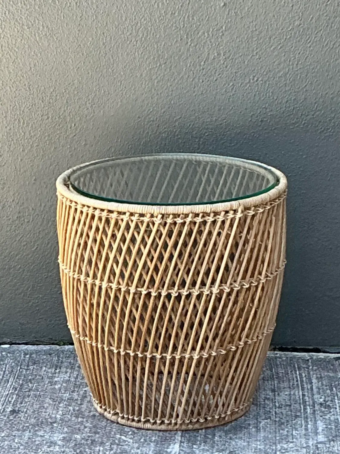 Vintage Twisted Rattan Side Table — additional photo 1