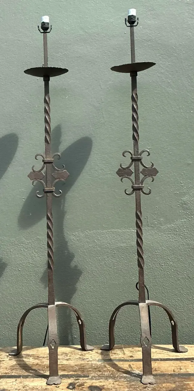 Vintage Twisted Wrought Iron Floor Lamps - A Pair — additional photo 4