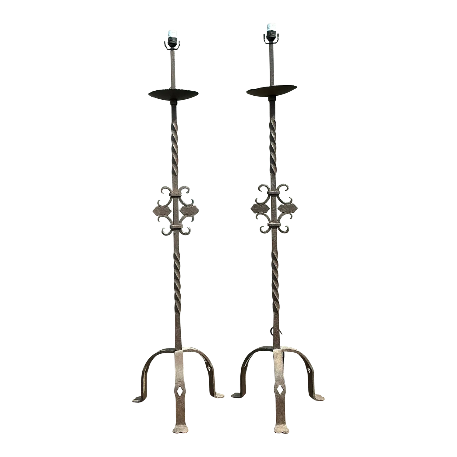 Vintage Twisted Wrought Iron Floor Lamps - A Pair — additional photo 5
