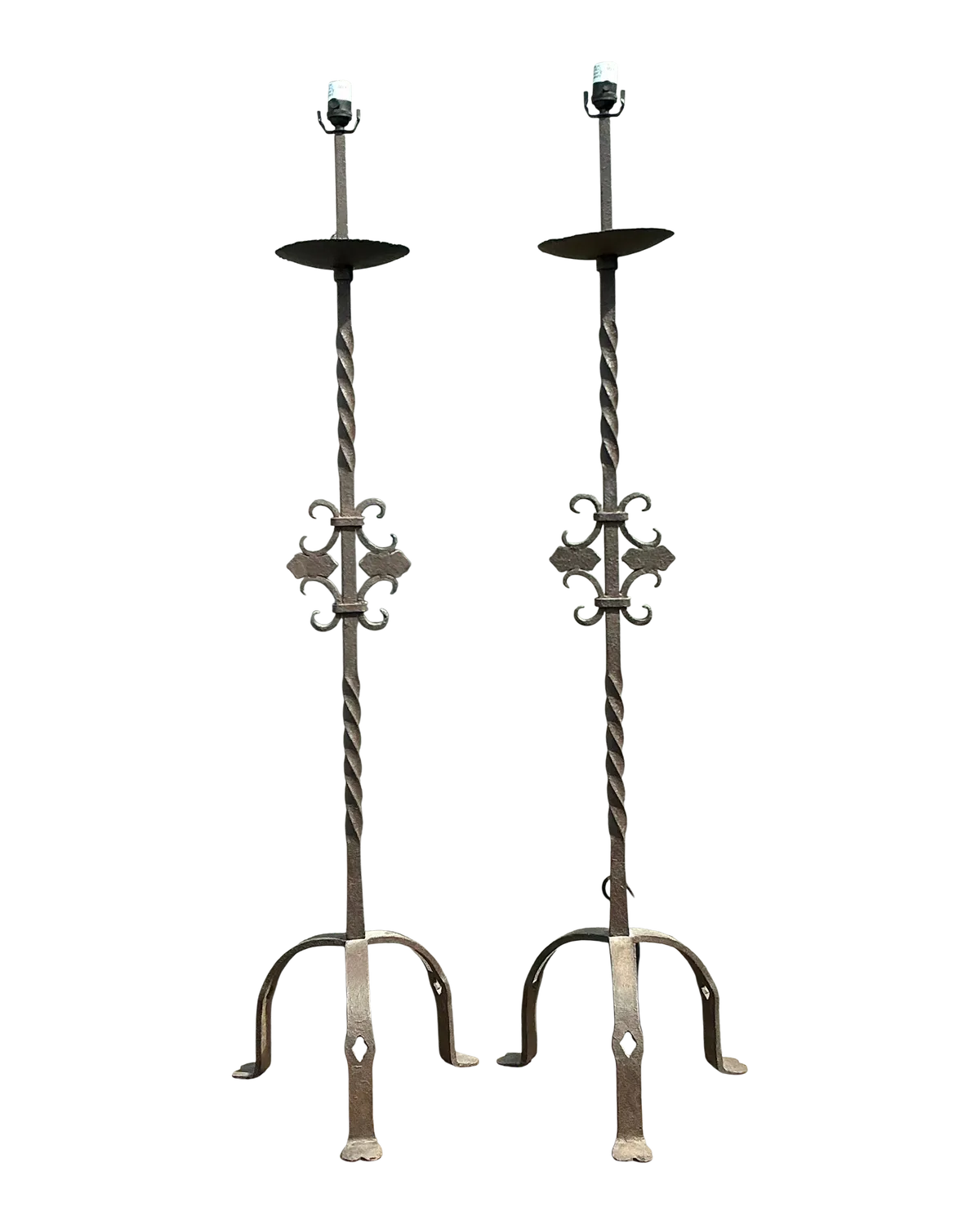 Vintage Twisted Wrought Iron Floor Lamps - A Pair — additional photo 4