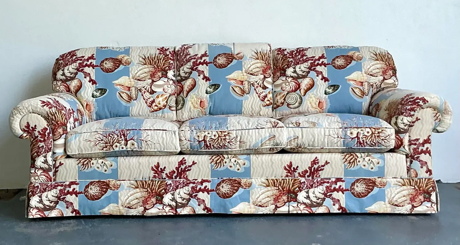 Vintage Undersea Printed Three Seat Sofa — additional photo 5