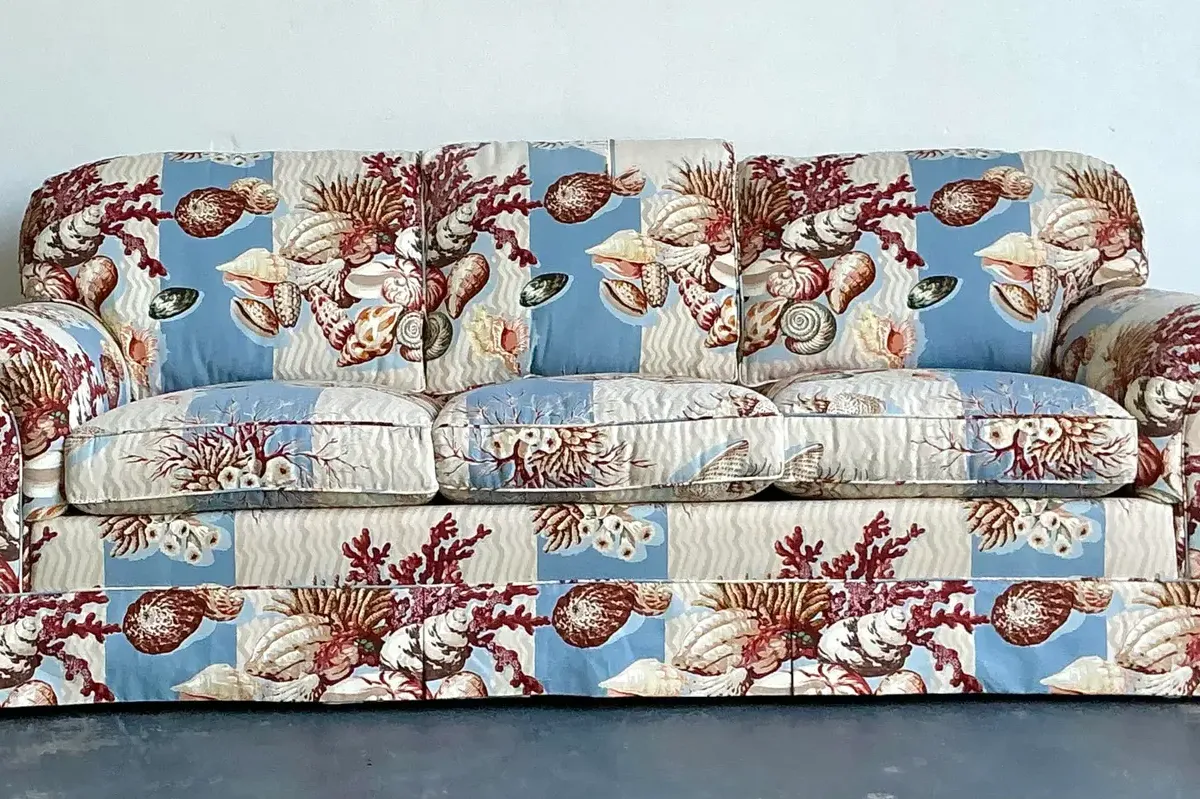 Vintage Undersea Printed Three Seat Sofa — additional photo 5