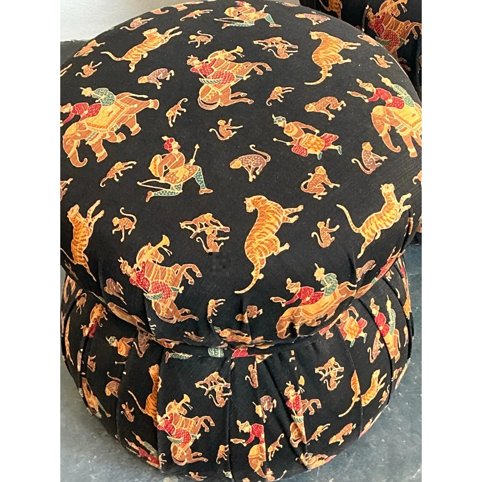 Vintage Upholstered Elephant Low Stools - A Pair — additional photo 6