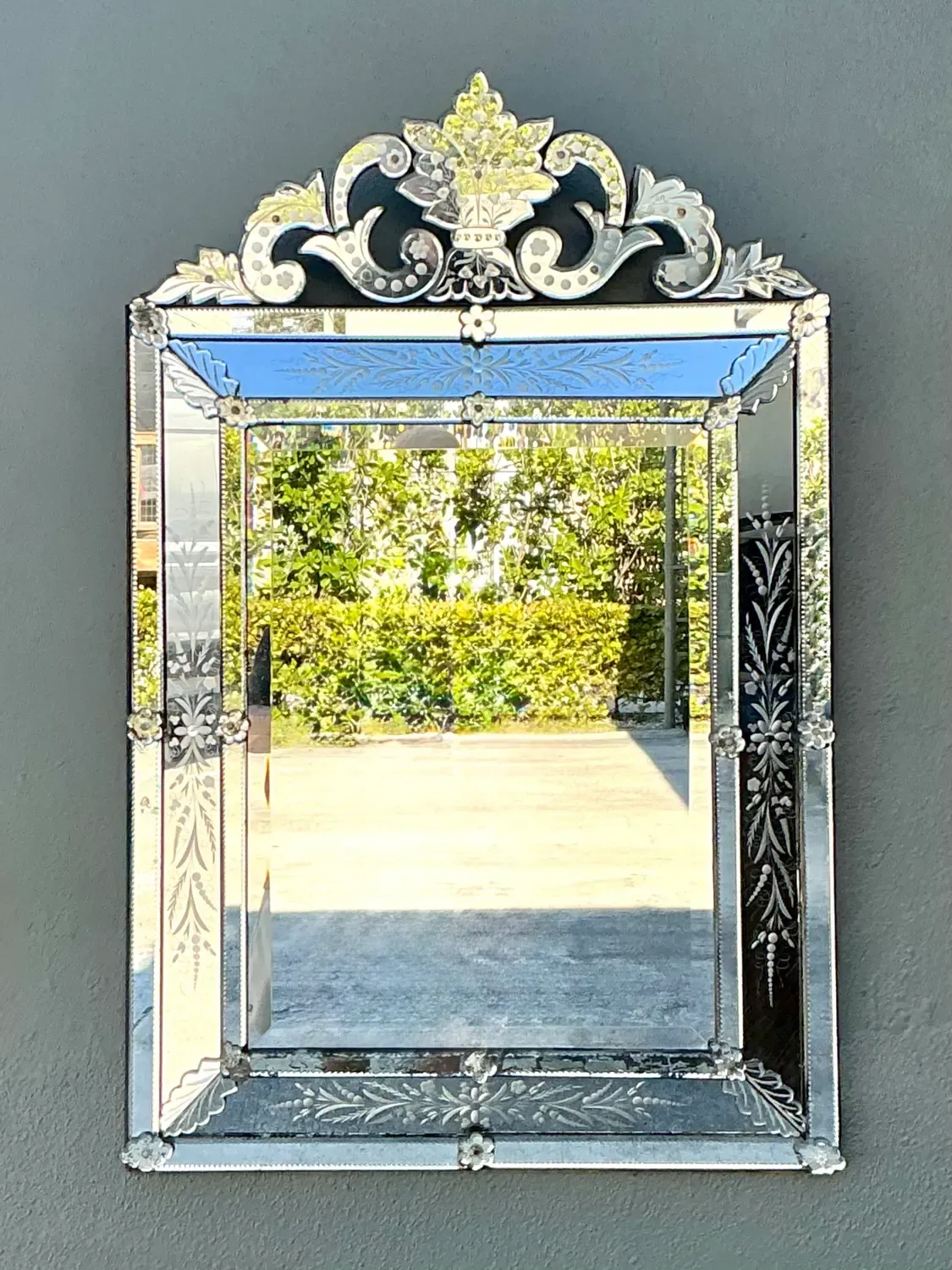 Vintage Venetian Etched Glass Mirror — additional photo 1