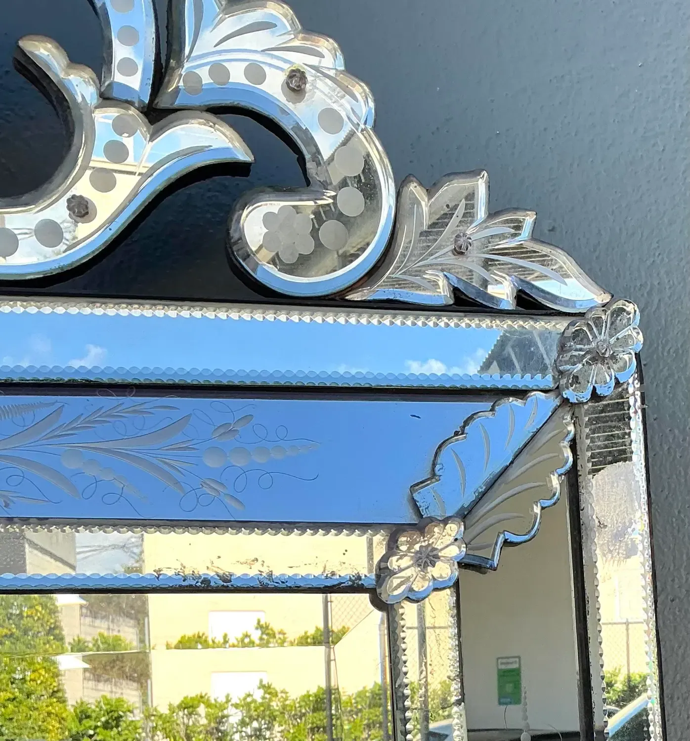 Vintage Venetian Etched Glass Mirror — additional photo 2