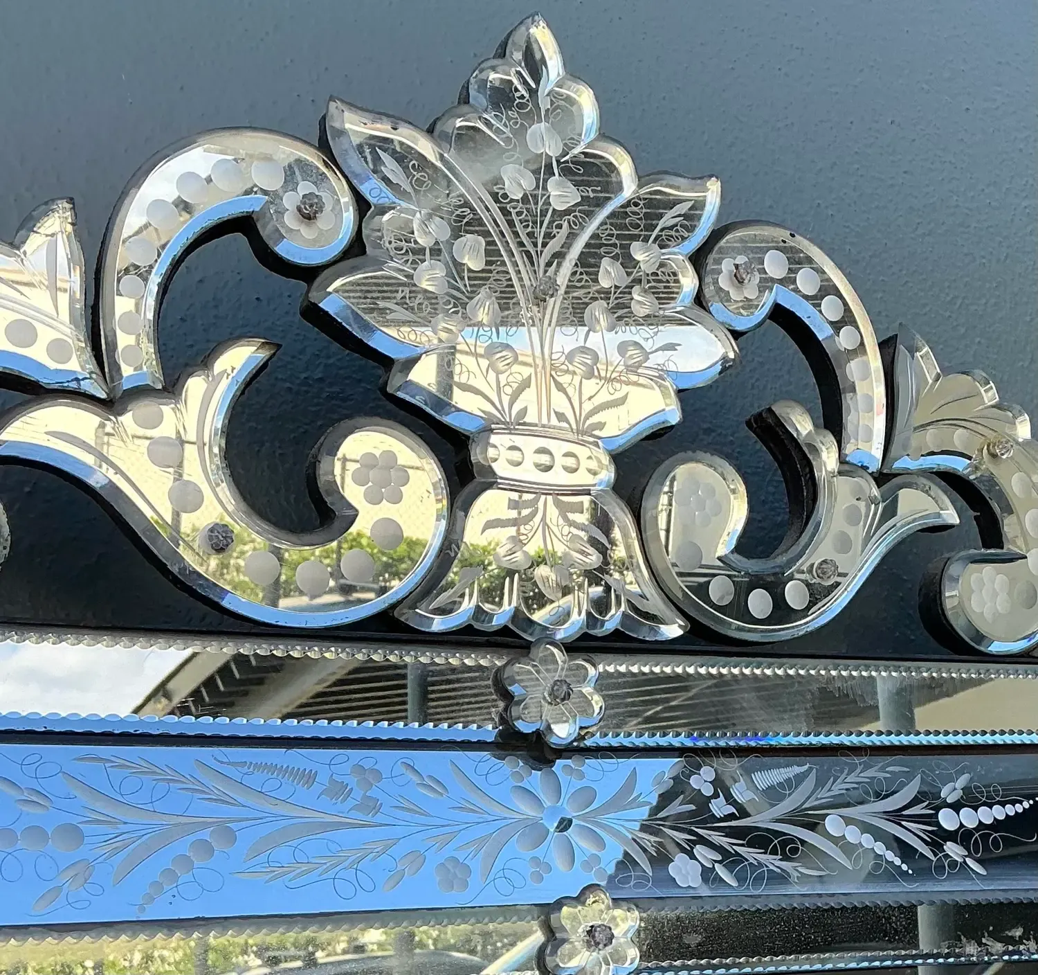 Vintage Venetian Etched Glass Mirror — additional photo 3