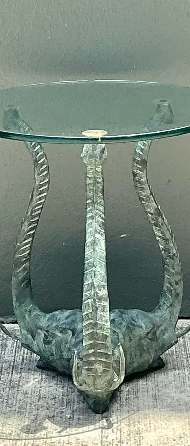 Vintage Verdigris Elephants Side Table