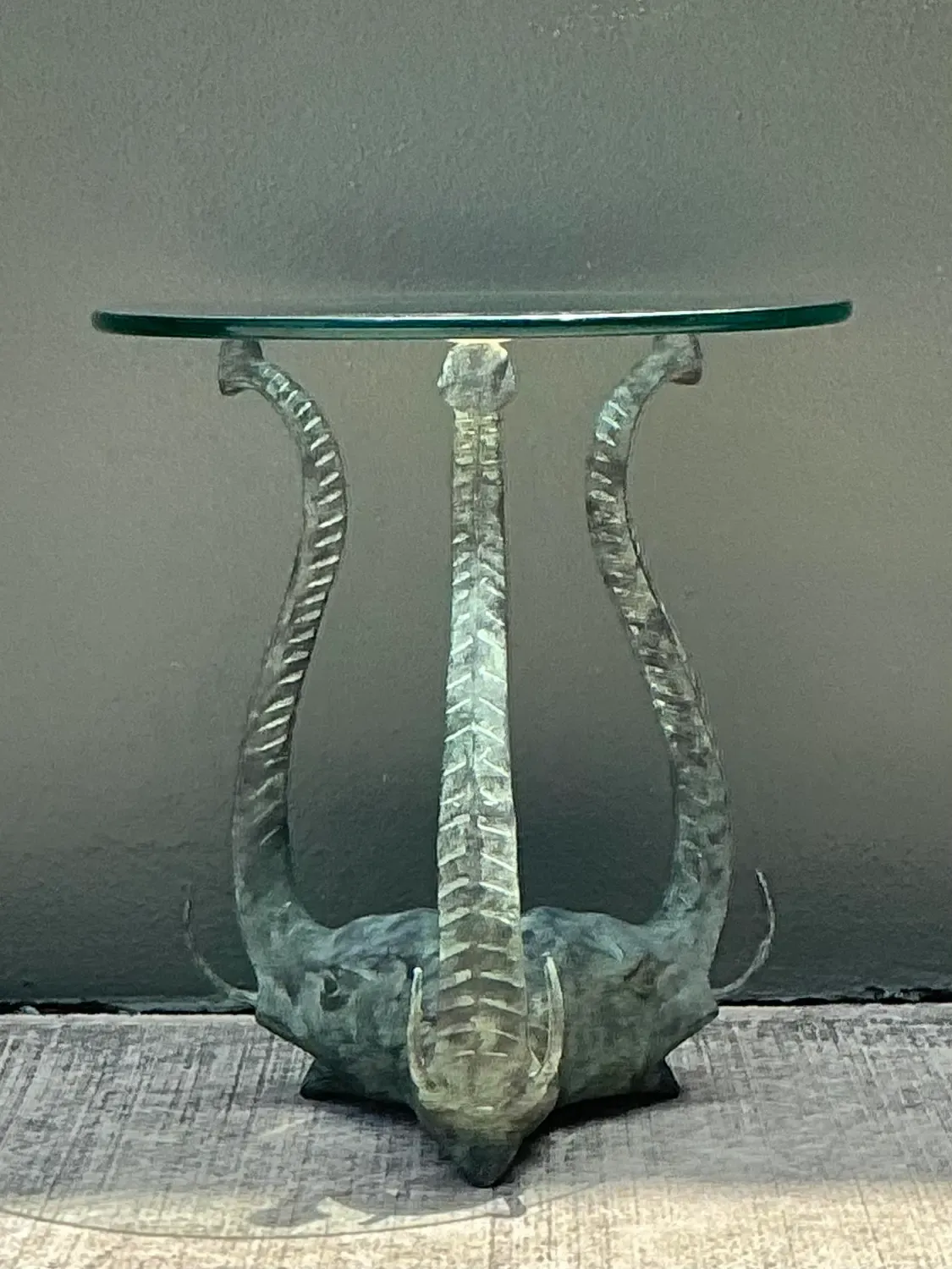 Vintage Verdigris Elephants Side Table — additional photo 1
